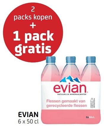 Promoties Evian 2 packs kopen + 1 pack gratis - Evian - Geldig van 12/08/2022 tot 25/08/2022 bij BelBev