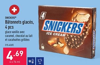 Promotions Bâtonnets glacés - Snickers - Valide de 06/08/2022 à 12/08/2022 chez Aldi