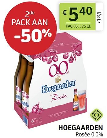 Promotions Hoegaarden rosée 0,0% - Hoegaarden - Valide de 12/08/2022 à 25/08/2022 chez BelBev