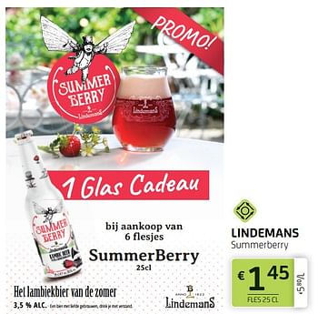 Promoties Lindemans summerberry - Lindemans - Geldig van 12/08/2022 tot 25/08/2022 bij BelBev