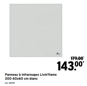 Promoties Panneau à infrarouges livin’flame blanc - Livin Flame - Geldig van 27/07/2022 tot 30/08/2022 bij Gamma