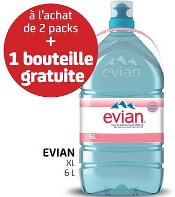 Promotions Evian à l’achat de 2 packs + 1 bouteille gratuite - Evian - Valide de 12/08/2022 à 25/08/2022 chez BelBev