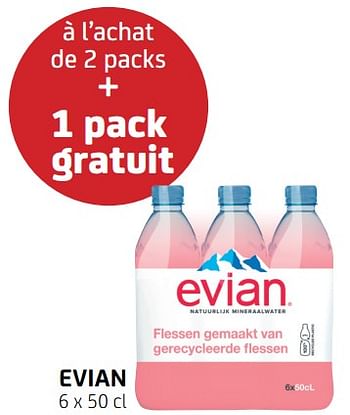 Promotions Evian à l’achat de 2 packs + 1 pack gratuit - Evian - Valide de 12/08/2022 à 25/08/2022 chez BelBev