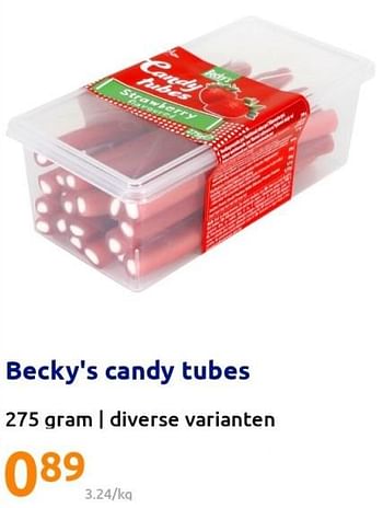 Promoties Becky`s candy tubes - Becky's - Geldig van 27/07/2022 tot 02/08/2022 bij Action