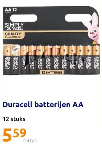 Promoties Duracell batterijen aa - Duracell - Geldig van 27/07/2022 tot 02/08/2022 bij Action