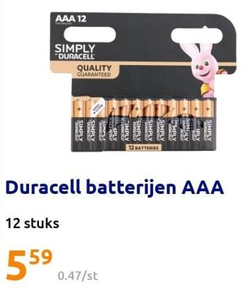 Promoties Duracell batterijen aaa - Duracell - Geldig van 27/07/2022 tot 02/08/2022 bij Action