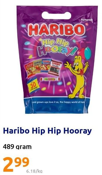 Promoties Haribo hip hip hooray - Haribo - Geldig van 27/07/2022 tot 02/08/2022 bij Action