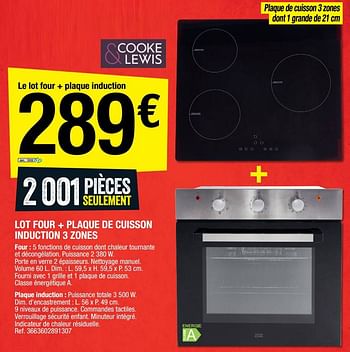 Promotions Cooke + lewis lot four + plaque de cuisson induction 3 zones - Cooke & Lewis - Valide de 29/07/2022 à 11/08/2022 chez Brico Depot