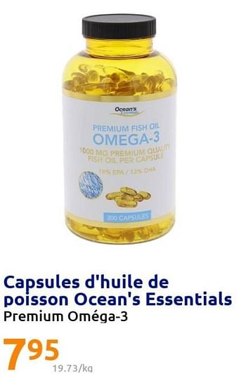 Promotions Capsules d`huile de poisson ocean`s essentials - Ocean's Essentials - Valide de 27/07/2022 à 02/08/2022 chez Action