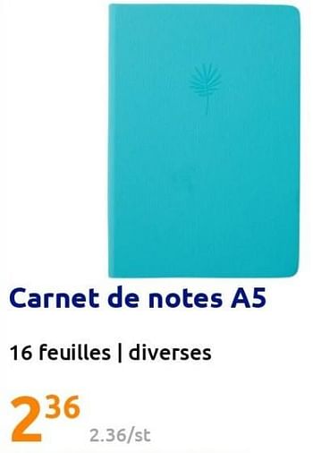 Promotions Carnet de notes a5 - Produit Maison - Action - Valide de 27/07/2022 à 02/08/2022 chez Action