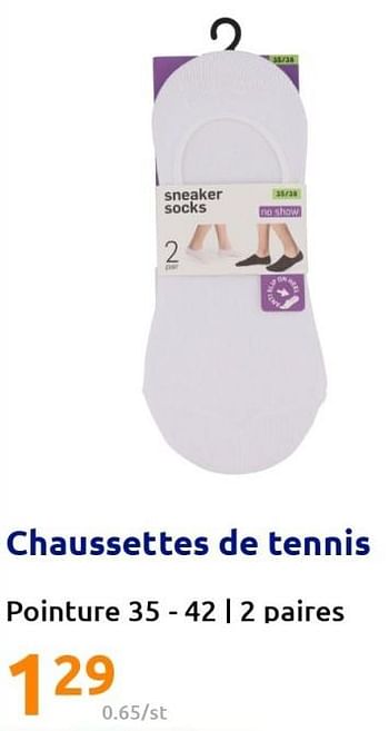 Promotions Chaussettes de tennis - Produit Maison - Action - Valide de 27/07/2022 à 02/08/2022 chez Action