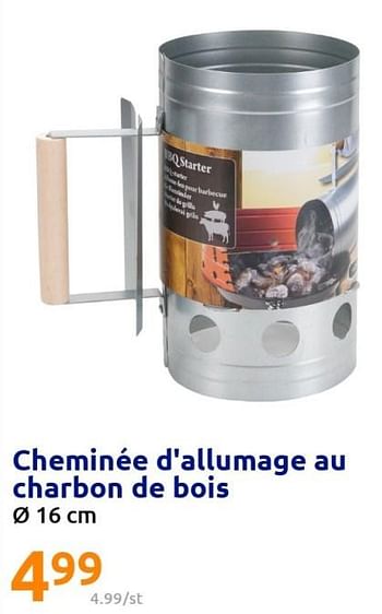 Promotions Cheminée d`allumage au charbon de bois - Produit Maison - Action - Valide de 27/07/2022 à 02/08/2022 chez Action