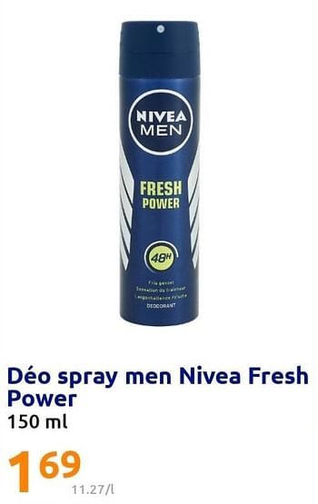 Promotions Déo spray men nivea fresh power - Nivea - Valide de 27/07/2022 à 02/08/2022 chez Action