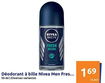 Promotions Déodorant à bille nivea men fres - Nivea - Valide de 27/07/2022 à 02/08/2022 chez Action