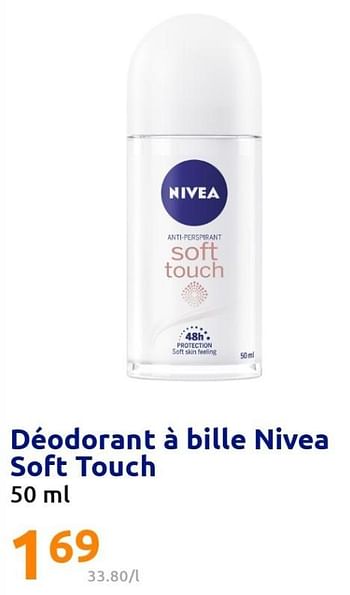 Promotions Déodorant à bille nivea soft touch - Nivea - Valide de 27/07/2022 à 02/08/2022 chez Action