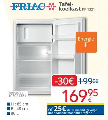 Promoties Friac tafel- koelkast kk 1321 - Friac - Geldig van 01/08/2022 tot 31/08/2022 bij Eldi