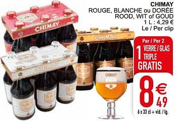Promotions Chimay rouge, blanche ou dorée rood, wit of goud - Chimay - Valide de 02/08/2022 à 08/08/2022 chez Cora