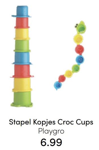 Promoties Stapel kopjes croc cups playgro - Playgro - Geldig van 31/07/2022 tot 06/08/2022 bij Baby & Tiener Megastore