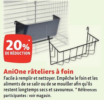 Promoties Anione râteliers à foin 20% de réduction - Anione - Geldig van 03/08/2022 tot 10/08/2022 bij Maxi Zoo