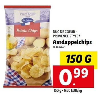 Promoties Aardappelchips - Duc De Coeur - Geldig van 08/08/2022 tot 13/08/2022 bij Lidl