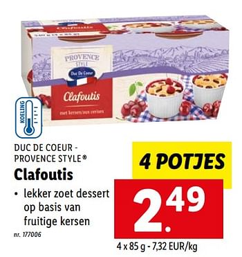 Promoties Clafoutis - Duc De Coeur - Geldig van 08/08/2022 tot 13/08/2022 bij Lidl