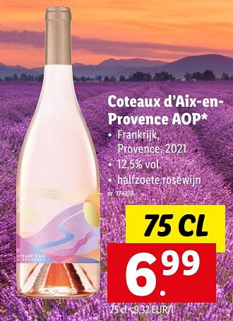 Promoties Coteaux d’aix-enprovence aop - Rosé wijnen - Geldig van 08/08/2022 tot 13/08/2022 bij Lidl