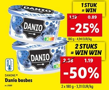 Promoties Danio bosbes - Danone - Geldig van 08/08/2022 tot 13/08/2022 bij Lidl