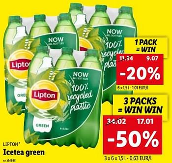 Promoties Icetea green - Lipton - Geldig van 08/08/2022 tot 13/08/2022 bij Lidl