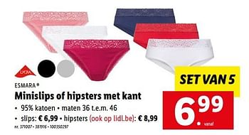 Promoties Minislips of hipsters met kant - Esmara - Geldig van 08/08/2022 tot 13/08/2022 bij Lidl