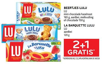 Promoties Beertjes lulu lu + la barquette lulu lu 2+1 gratis - Lu - Geldig van 10/08/2022 tot 23/08/2022 bij Alvo
