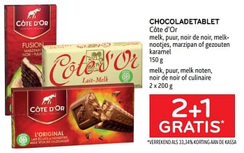 Promoties Chocoladetablet côte d’or 2+1 gratis - Cote D'Or - Geldig van 10/08/2022 tot 23/08/2022 bij Alvo