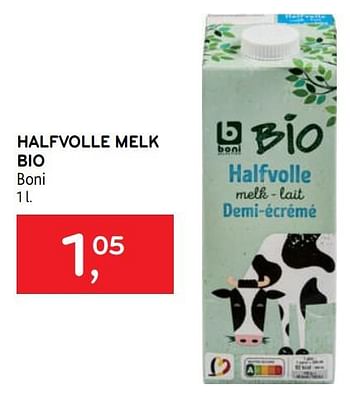 Promotions Halfvolle melk bio boni - Boni - Valide de 10/08/2022 à 23/08/2022 chez Alvo