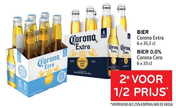 Promotions Bier corona extra + bier 0.0% corona cero 2e voor 1-2 prijs - Corona - Valide de 10/08/2022 à 23/08/2022 chez Alvo