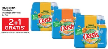 Promoties Fruitdrink oasis pocket 2+1 gratis - Oasis - Geldig van 10/08/2022 tot 23/08/2022 bij Alvo