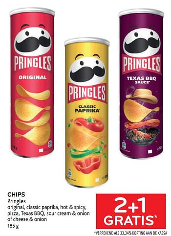 Promoties Chips pringles 2+1 gratis - Pringles - Geldig van 10/08/2022 tot 23/08/2022 bij Alvo