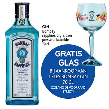 Promotions Gin bombay gratis glas bij aankoop van 1 fles bombay gin - Bombay - Valide de 10/08/2022 à 23/08/2022 chez Alvo