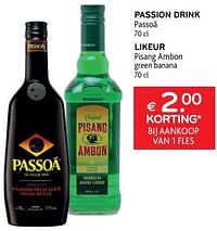 Passion drink passoã + likeur pisang ambon € 2.00 korting bij aankoop van 1 fles-Huismerk - Alvo