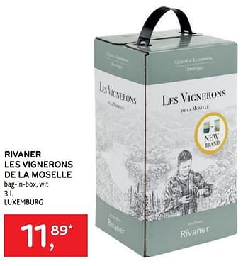 Promoties Rivaner les vignerons de la moselle bag-in-box, wit - Witte wijnen - Geldig van 10/08/2022 tot 23/08/2022 bij Alvo