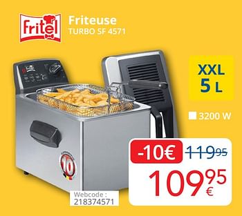 Promotions Fritel friteuse turbo sf 4571 - Fritel - Valide de 01/08/2022 à 31/08/2022 chez Eldi