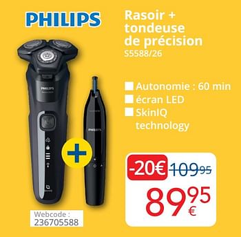 Promoties Philips rasoir + tondeuse de précision s5588-26 - Philips - Geldig van 01/08/2022 tot 31/08/2022 bij Eldi