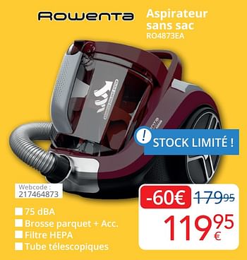 Promotions Rowenta aspirateur sans sac ro4873ea - Rowenta - Valide de 01/08/2022 à 31/08/2022 chez Eldi