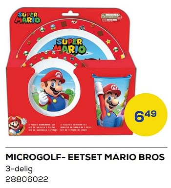 Promoties Microgolf- eetset mario bros - Super Mario - Geldig van 01/08/2022 tot 09/09/2022 bij Supra Bazar
