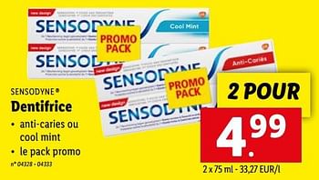 Promoties Dentifrice - Sensodyne - Geldig van 08/08/2022 tot 13/08/2022 bij Lidl