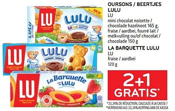 Promoties Oursons lulu lu + la barquette lulu lu 2+1 gratis - Lu - Geldig van 10/08/2022 tot 23/08/2022 bij Alvo