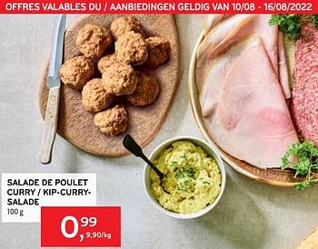 Promoties Salade de poulet curry - Huismerk - Alvo - Geldig van 10/08/2022 tot 16/08/2022 bij Alvo