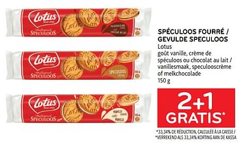 Promotions Spéculoos fourré lotus 2+1 gratis - Lotus Bakeries - Valide de 10/08/2022 à 23/08/2022 chez Alvo
