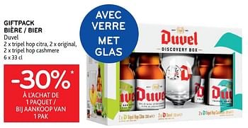 Promotions Giftpack bière duvel -30% à l’achat de 1 paquet - Duvel - Valide de 10/08/2022 à 23/08/2022 chez Alvo
