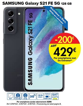 Promoties Samsung galaxy s21 fe 5g 128 gb - Samsung - Geldig van 01/08/2022 tot 15/08/2022 bij Carrefour