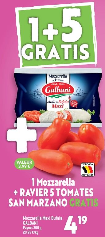 Promoties Mozzarella maxi bufala galbani - Galbani - Geldig van 03/08/2022 tot 09/08/2022 bij Match
