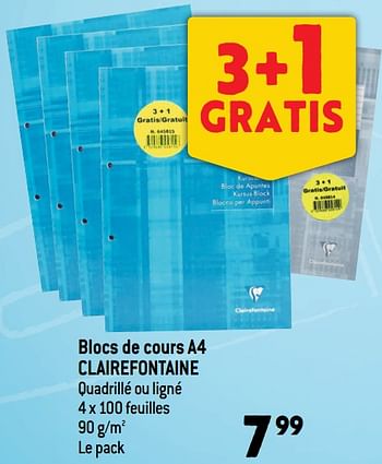Promoties Blocs de cours a4 clairefontaine - Clairefontaine - Geldig van 03/08/2022 tot 15/09/2022 bij Match